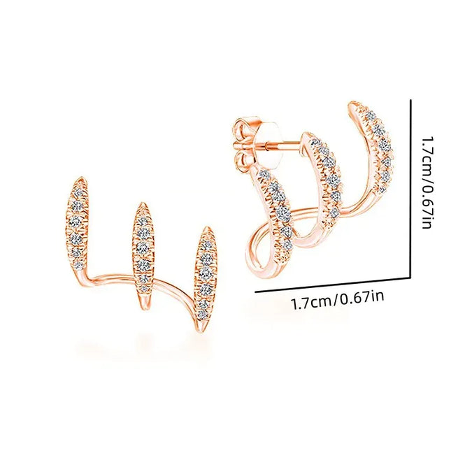 EcoWarra Exquisite Silver Color Claws Stud Earrings with Crystal AAA CZ Stone Modern Design Fashion Versatile Accessories Women Jewelry