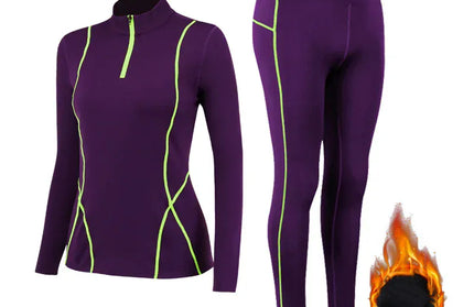 Winter Thermal Fleece Yoga Suit Stretch Running Set Woman Gym Workout Hot Shirt And Leggings Sportswear Fitness Sport Tracksuit