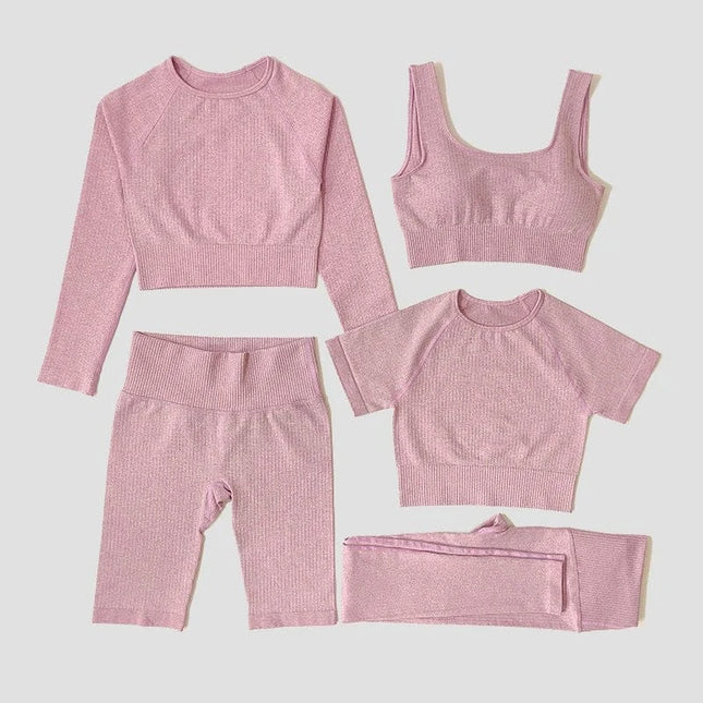 Yoga Set Seamless Women's Sportswear Workout Clothes Athletic Wear Gym Legging Fitness Bra Crop Top Long Sleeve Sports Suits