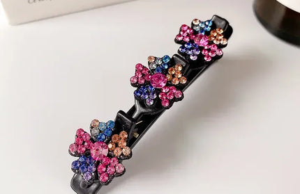 EcoWarra 001 New Fashion Sparkling Crystal Stones Braided Hair Clips 3 Flowers Hair Accessories for Women Girls Styling Tools  Wholesales