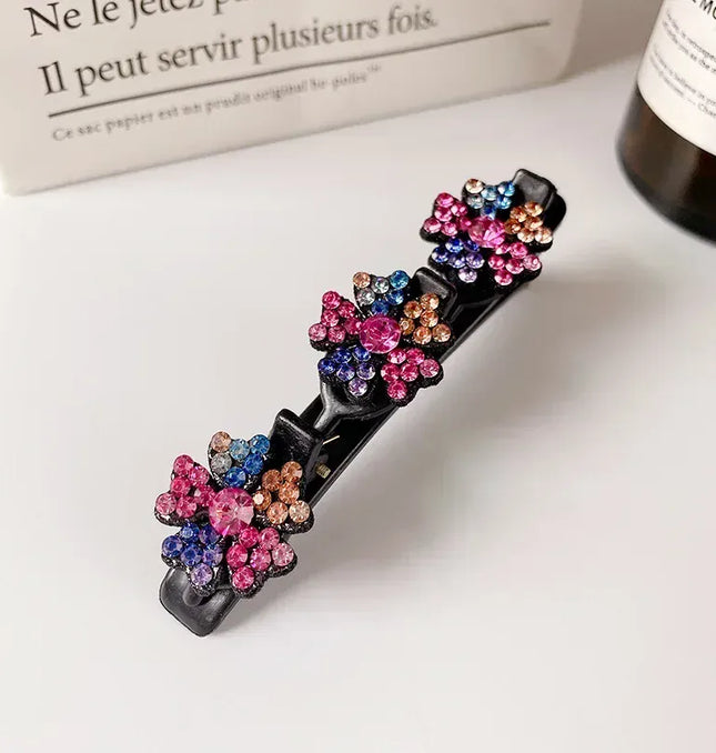 EcoWarra 001 New Fashion Sparkling Crystal Stones Braided Hair Clips 3 Flowers Hair Accessories for Women Girls Styling Tools  Wholesales