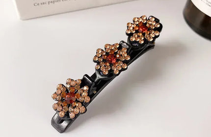 EcoWarra 002 New Fashion Sparkling Crystal Stones Braided Hair Clips 3 Flowers Hair Accessories for Women Girls Styling Tools  Wholesales