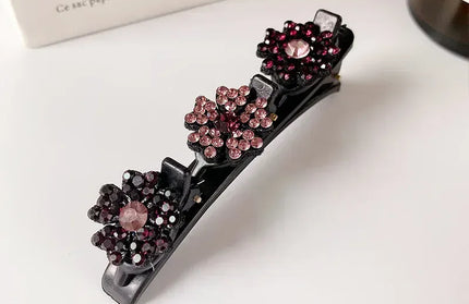 EcoWarra 003 New Fashion Sparkling Crystal Stones Braided Hair Clips 3 Flowers Hair Accessories for Women Girls Styling Tools  Wholesales