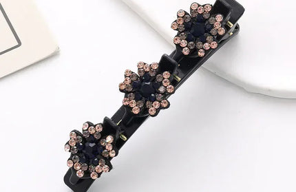 EcoWarra 004 New Fashion Sparkling Crystal Stones Braided Hair Clips 3 Flowers Hair Accessories for Women Girls Styling Tools  Wholesales
