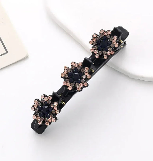 EcoWarra 004 New Fashion Sparkling Crystal Stones Braided Hair Clips 3 Flowers Hair Accessories for Women Girls Styling Tools  Wholesales