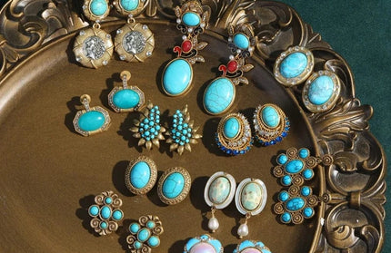 EcoWarra 01 Vintage Beaded Sea Blue Natural Stones Tree Leaf Stud Earrings Antique Jewelry Bohemia Retro Luxury Party Bride Accessories 2024