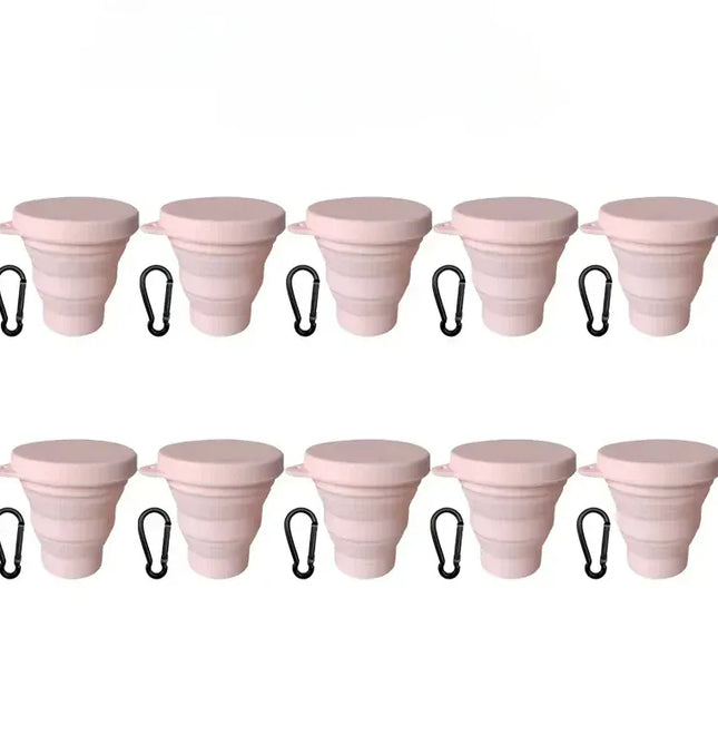 EcoWarra 1-20Sets 180ML Folding Cup Mini Retractable Cup Silicone Portable Teacup Outdoor Travel Coffee Telescopic Drinking Mug with Lid