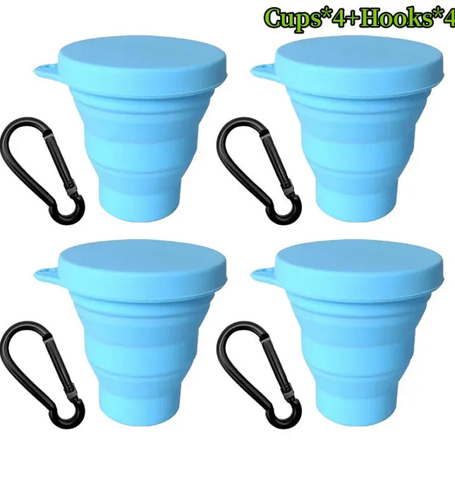 EcoWarra 1-20Sets 180ML Folding Cup Mini Retractable Cup Silicone Portable Teacup Outdoor Travel Coffee Telescopic Drinking Mug with Lid