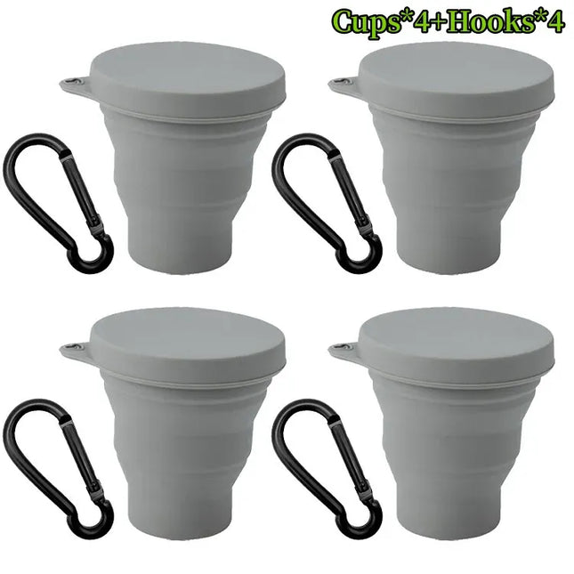 EcoWarra 1-20Sets 180ML Folding Cup Mini Retractable Cup Silicone Portable Teacup Outdoor Travel Coffee Telescopic Drinking Mug with Lid
