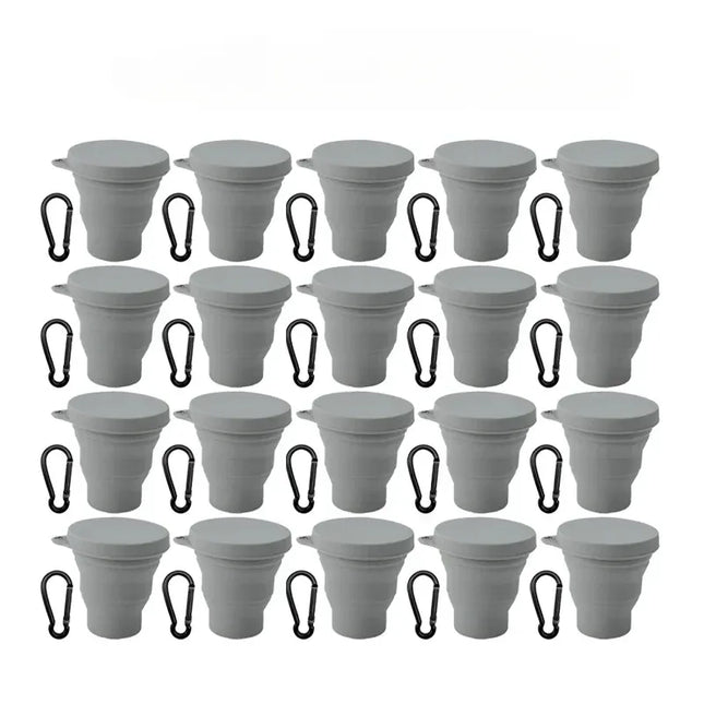 EcoWarra 1-20Sets 180ML Folding Cup Mini Retractable Cup Silicone Portable Teacup Outdoor Travel Coffee Telescopic Drinking Mug with Lid