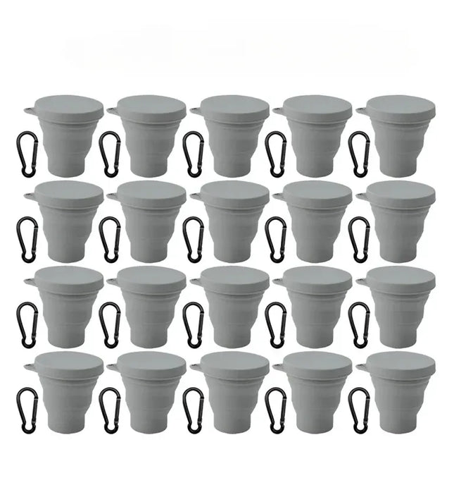 EcoWarra 1-20Sets 180ML Folding Cup Mini Retractable Cup Silicone Portable Teacup Outdoor Travel Coffee Telescopic Drinking Mug with Lid