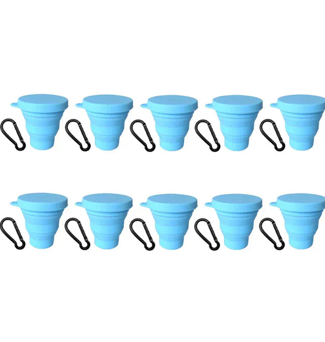 EcoWarra 1-20Sets 180ML Folding Cup Mini Retractable Cup Silicone Portable Teacup Outdoor Travel Coffee Telescopic Drinking Mug with Lid
