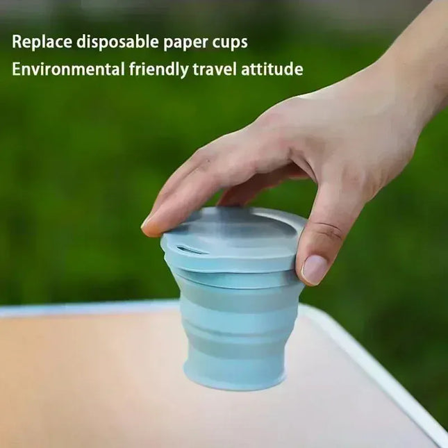 EcoWarra 1-20Sets 180ML Folding Cup Mini Retractable Cup Silicone Portable Teacup Outdoor Travel Coffee Telescopic Drinking Mug with Lid