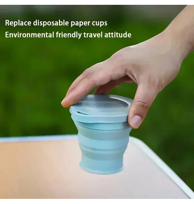 EcoWarra 1-20Sets 180ML Folding Cup Mini Retractable Cup Silicone Portable Teacup Outdoor Travel Coffee Telescopic Drinking Mug with Lid