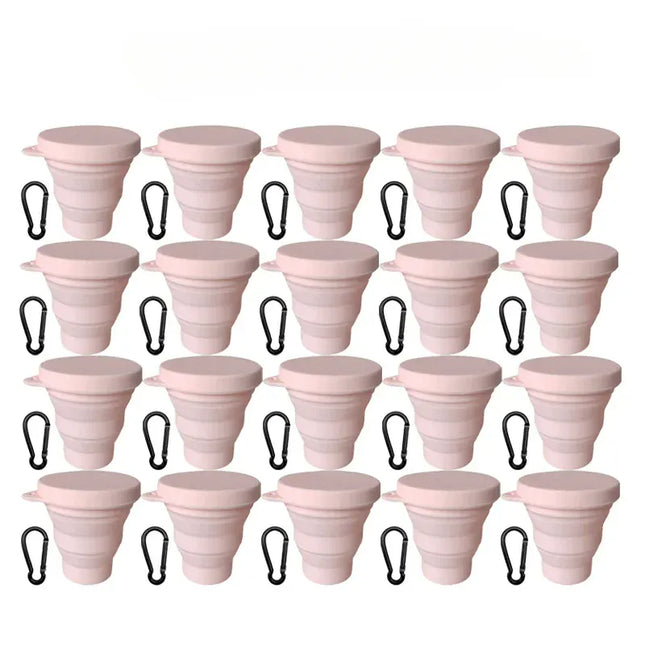EcoWarra 1-20Sets 180ML Folding Cup Mini Retractable Cup Silicone Portable Teacup Outdoor Travel Coffee Telescopic Drinking Mug with Lid