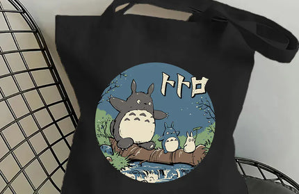 EcoWarra 1 / 35CMX45CM Funny Totoro Fashion Printed Women's Eco Shopping Bag Harajuku Style Student Handbag Storage Bag Travel Student Backpack Gift