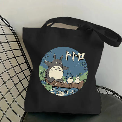 EcoWarra 1 / 35CMX45CM Funny Totoro Fashion Printed Women's Eco Shopping Bag Harajuku Style Student Handbag Storage Bag Travel Student Backpack Gift