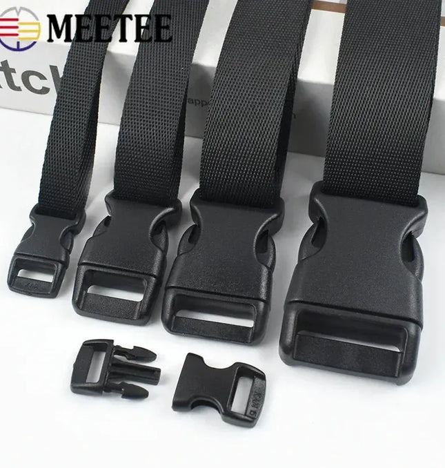 EcoWarra 1-5Sets 10-25mm Black Webbing Strap Plastic Buckles Belt Quick Release Buckle Bag Nylon Ribbon Fastener Dog Collar Closure Hook