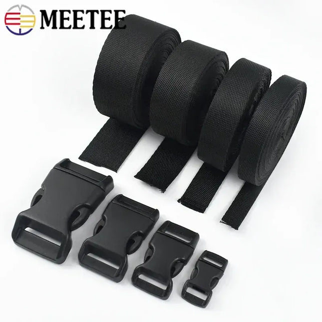 EcoWarra 1-5Sets 10-25mm Black Webbing Strap Plastic Buckles Belt Quick Release Buckle Bag Nylon Ribbon Fastener Dog Collar Closure Hook