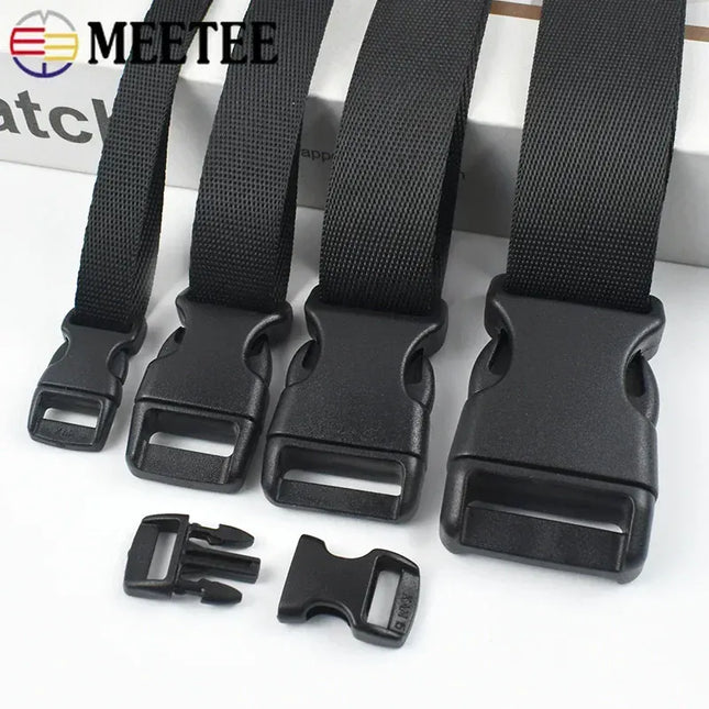 EcoWarra 1-5Sets 10-25mm Black Webbing Strap Plastic Buckles Belt Quick Release Buckle Bag Nylon Ribbon Fastener Dog Collar Closure Hook