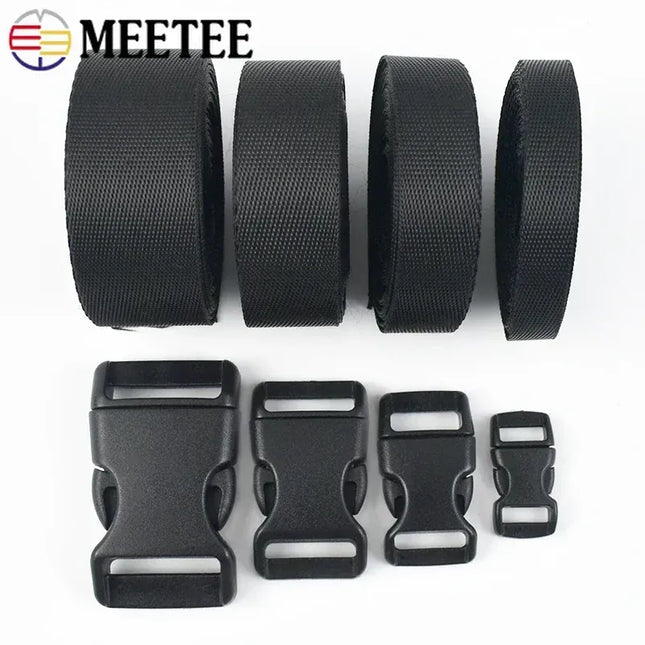 EcoWarra 1-5Sets 10-25mm Black Webbing Strap Plastic Buckles Belt Quick Release Buckle Bag Nylon Ribbon Fastener Dog Collar Closure Hook