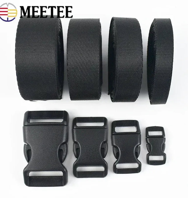 EcoWarra 1-5Sets 10-25mm Black Webbing Strap Plastic Buckles Belt Quick Release Buckle Bag Nylon Ribbon Fastener Dog Collar Closure Hook
