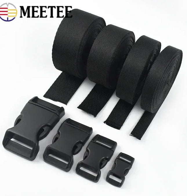 EcoWarra 1-5Sets 10-25mm Black Webbing Strap Plastic Buckles Belt Quick Release Buckle Bag Nylon Ribbon Fastener Dog Collar Closure Hook