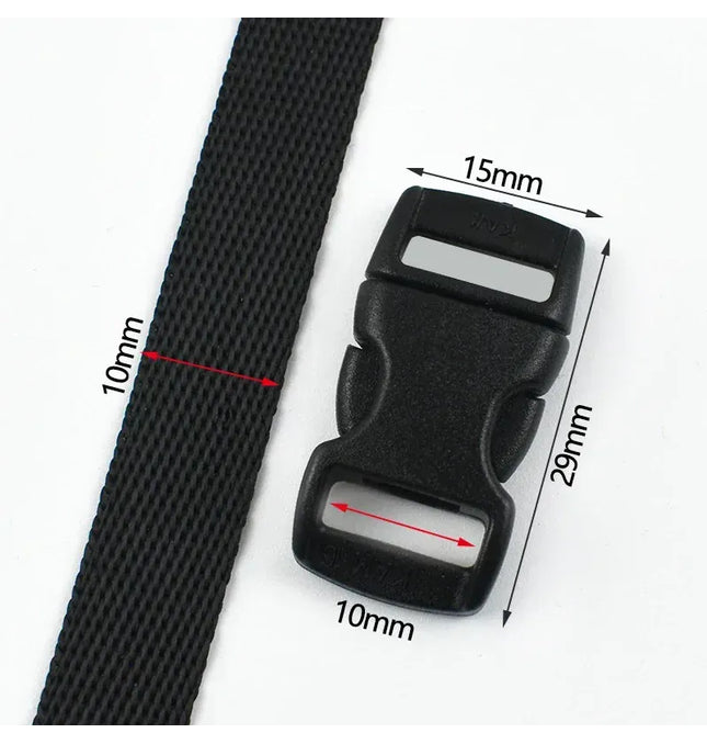 EcoWarra 1-5Sets 10-25mm Black Webbing Strap Plastic Buckles Belt Quick Release Buckle Bag Nylon Ribbon Fastener Dog Collar Closure Hook