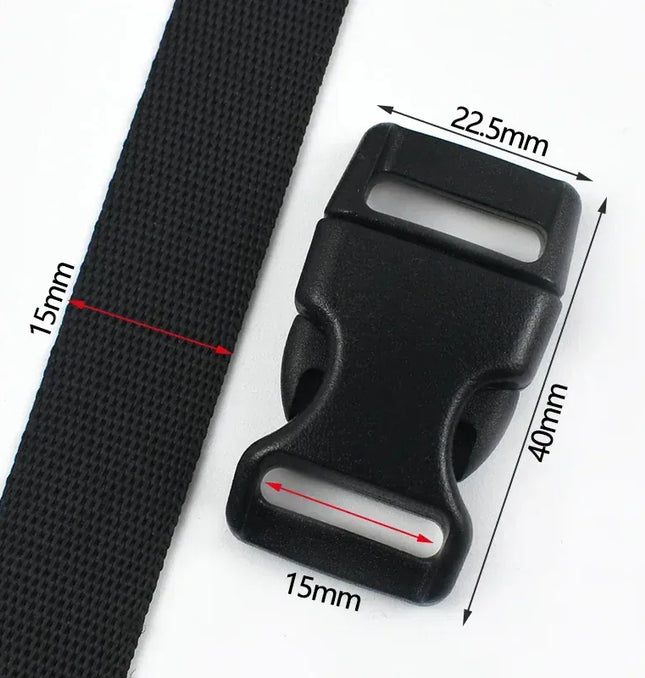 EcoWarra 1-5Sets 10-25mm Black Webbing Strap Plastic Buckles Belt Quick Release Buckle Bag Nylon Ribbon Fastener Dog Collar Closure Hook