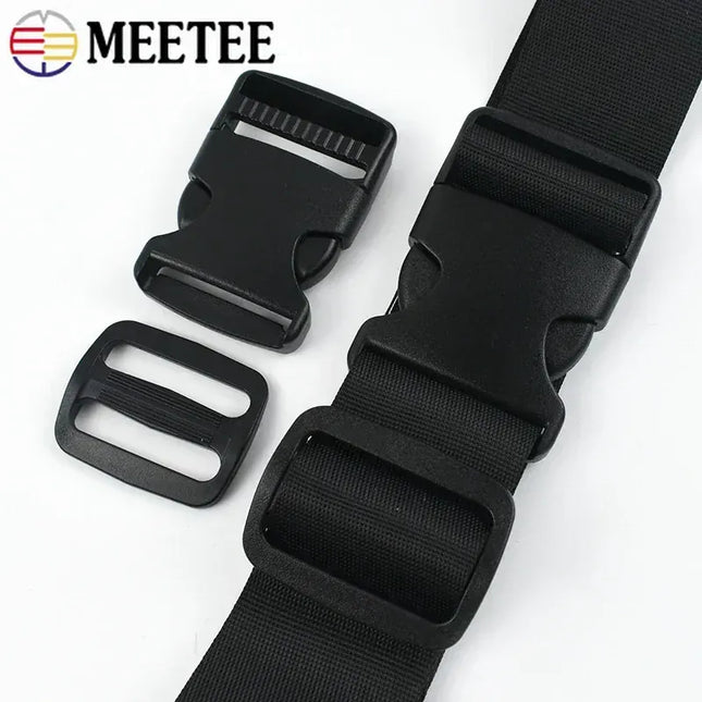 EcoWarra 1-5Sets 15-50mm Webbing Straps Plastic Buckles Clip Bag Side Quick Release Buckle Adjust Slider Hook Dog Collar Suit Accessories