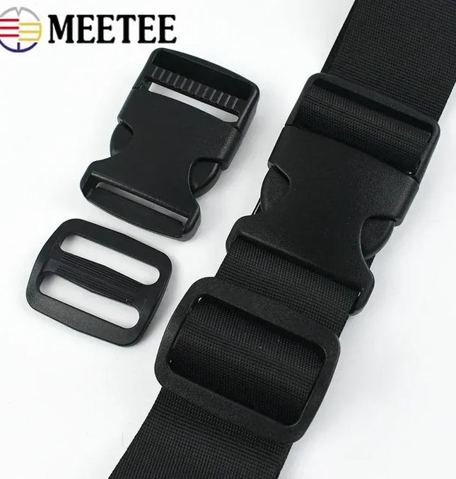 EcoWarra 1-5Sets 15-50mm Webbing Straps Plastic Buckles Clip Bag Side Quick Release Buckle Adjust Slider Hook Dog Collar Suit Accessories