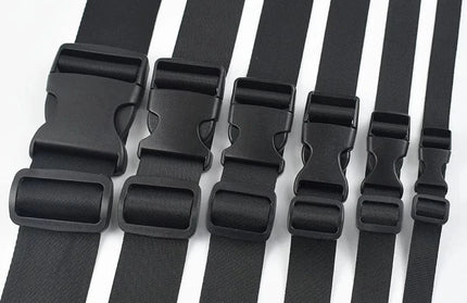 EcoWarra 1-5Sets 15-50mm Webbing Straps Plastic Buckles Clip Bag Side Quick Release Buckle Adjust Slider Hook Dog Collar Suit Accessories