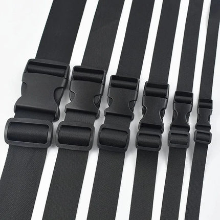 EcoWarra 1-5Sets 15-50mm Webbing Straps Plastic Buckles Clip Bag Side Quick Release Buckle Adjust Slider Hook Dog Collar Suit Accessories