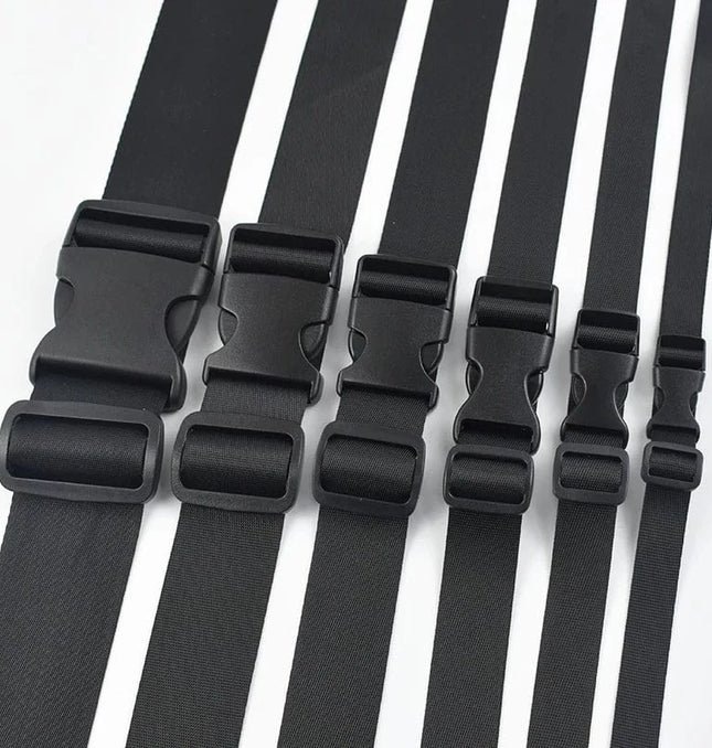 EcoWarra 1-5Sets 15-50mm Webbing Straps Plastic Buckles Clip Bag Side Quick Release Buckle Adjust Slider Hook Dog Collar Suit Accessories