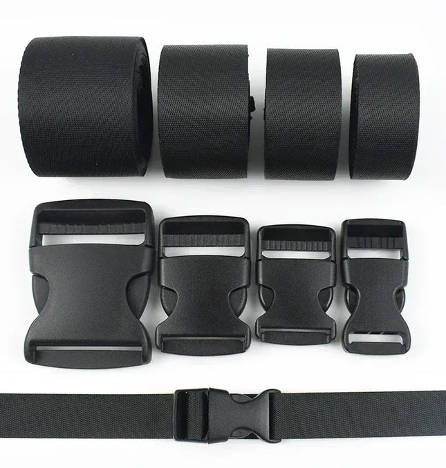 EcoWarra 1-5Sets Bag Side Plastic Buckles Clip 10-50mm Nylon Webbing Strap Release Buckle Dog Collar Fastener Ribbon Tape Closure Hook