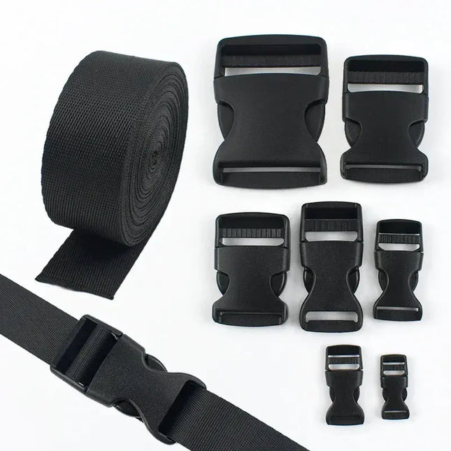 EcoWarra 1-5Sets Bag Side Plastic Buckles Clip 10-50mm Nylon Webbing Strap Release Buckle Dog Collar Fastener Ribbon Tape Closure Hook