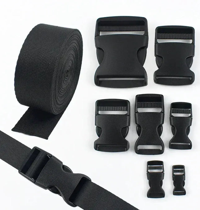EcoWarra 1-5Sets Bag Side Plastic Buckles Clip 10-50mm Nylon Webbing Strap Release Buckle Dog Collar Fastener Ribbon Tape Closure Hook