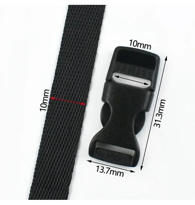 EcoWarra 1-5Sets Bag Side Plastic Buckles Clip 10-50mm Nylon Webbing Strap Release Buckle Dog Collar Fastener Ribbon Tape Closure Hook