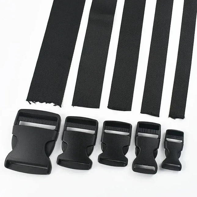 EcoWarra 1-5Sets Bag Side Plastic Buckles Clip 10-50mm Nylon Webbing Strap Release Buckle Dog Collar Fastener Ribbon Tape Closure Hook
