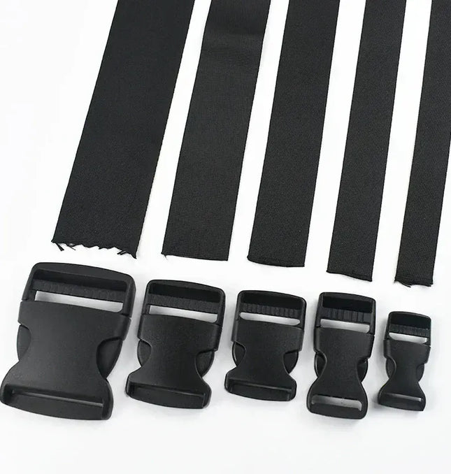 EcoWarra 1-5Sets Bag Side Plastic Buckles Clip 10-50mm Nylon Webbing Strap Release Buckle Dog Collar Fastener Ribbon Tape Closure Hook
