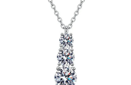 EcoWarra 1.8CT zircon O chain Smyoue 1.8CT Moissanite Pendant for Women Men Sparkling Diamond Necklace 3 Stones Solid Silver 925 Jewellery Luxury Quality GRA