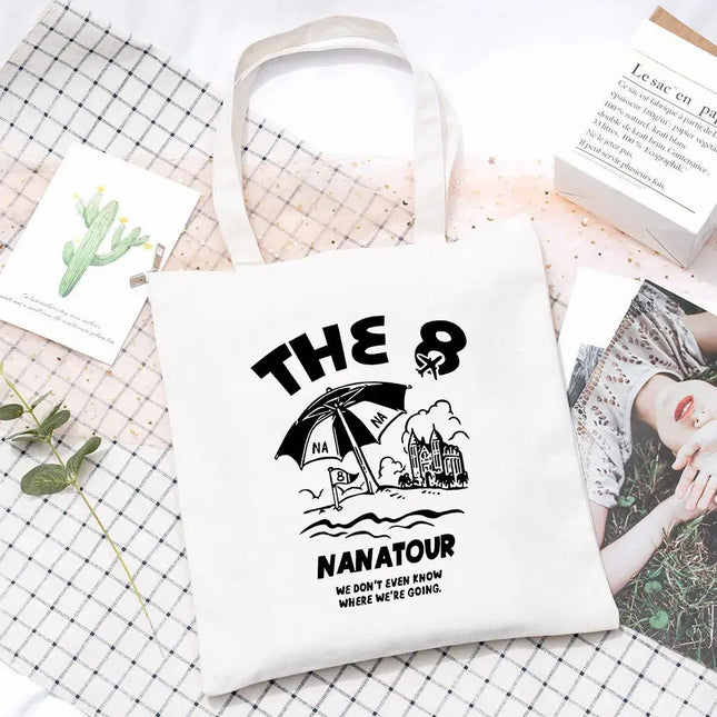 EcoWarra 1 Kpop Nanatour Shoulder Bag Summer Simple White Letter Print Canvas Bag S.Coups Jeonghan Y2k Women's Travel Handbag Eco