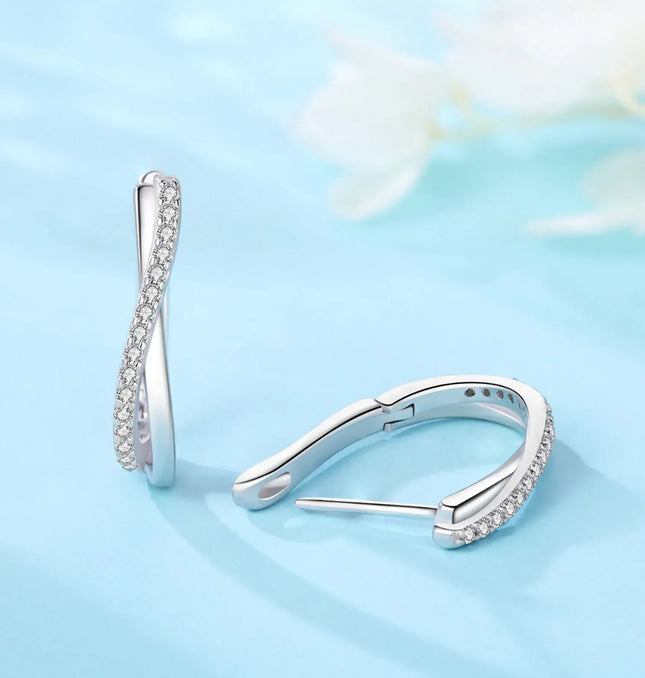 EcoWarra 1 Pair Elegant 925 Silver Star Hoop Earrings
