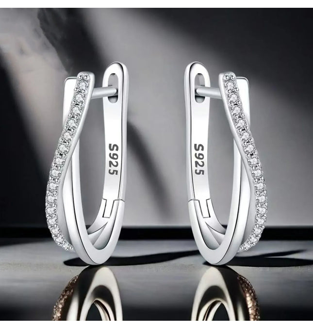 EcoWarra 1 Pair Elegant 925 Silver Star Hoop Earrings