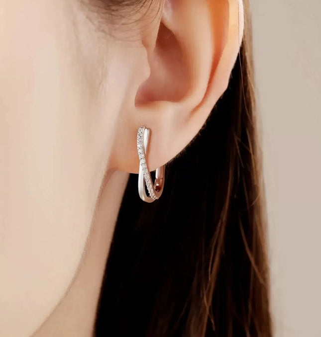 EcoWarra 1 Pair Elegant 925 Silver Star Hoop Earrings