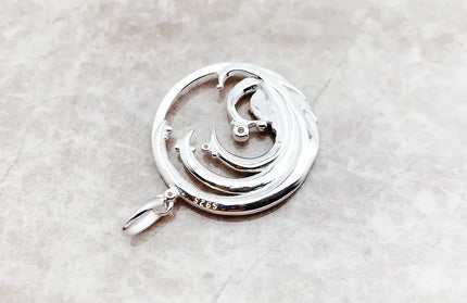 EcoWarra 1 Wave With Blue Stone Pendants New Expressive Jewelry Pure 925 Sterling Silver Accessories Ocean Gift For Women
