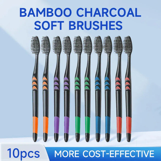 EcoWarra 10/20 Pcs Family pack toothbrush, Bamboo Charcoal Soft fur Toothbrush, Travel Carry，Color random