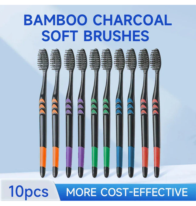 EcoWarra 10/20 Pcs Family pack toothbrush, Bamboo Charcoal Soft fur Toothbrush, Travel Carry，Color random