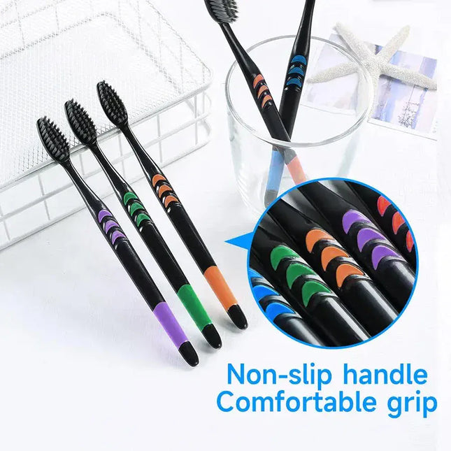 EcoWarra 10/20 Pcs Family pack toothbrush, Bamboo Charcoal Soft fur Toothbrush, Travel Carry，Color random