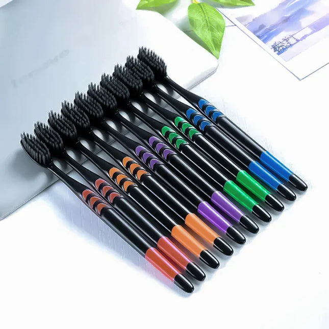 EcoWarra 10/20 Pcs Family pack toothbrush, Bamboo Charcoal Soft fur Toothbrush, Travel Carry，Color random